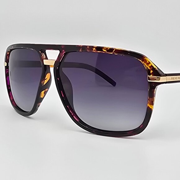 Prive Revaux The Bruce Tortoise Frame Polarized Grey Lens Aviator Sunglasses - Picture 3 of 16